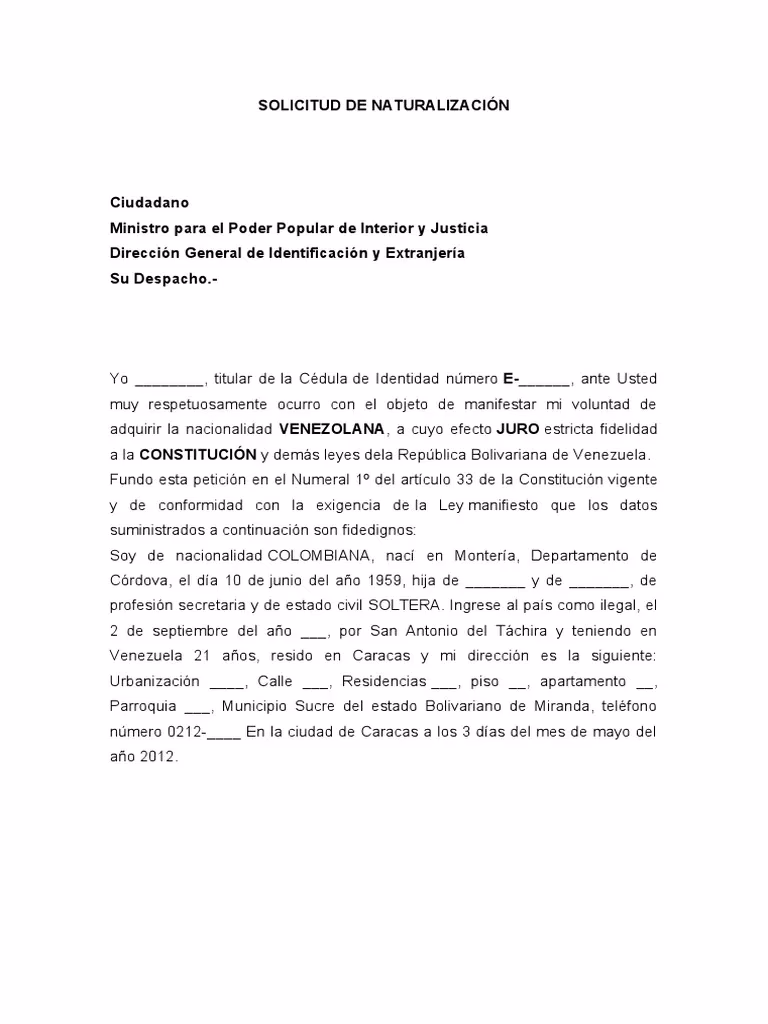 ¿Dónde saco el certificado de naturalización en Venezuela?