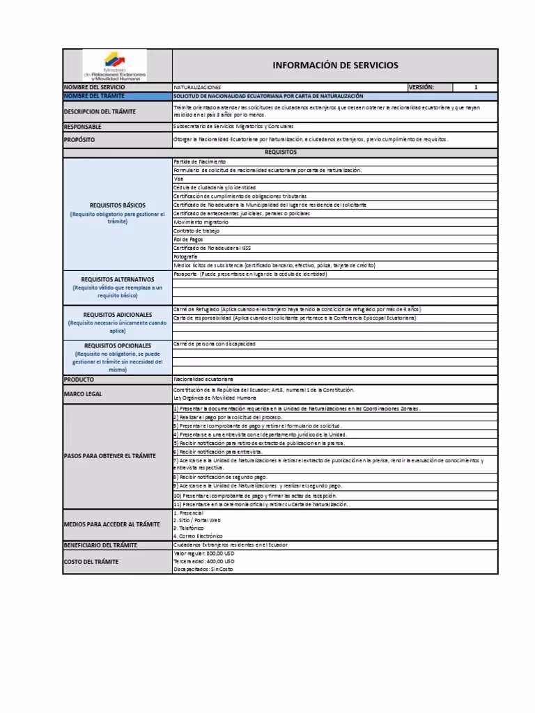 ¿Cuántos años tienes que vivir en Ecuador para obtener la nacionalidad?