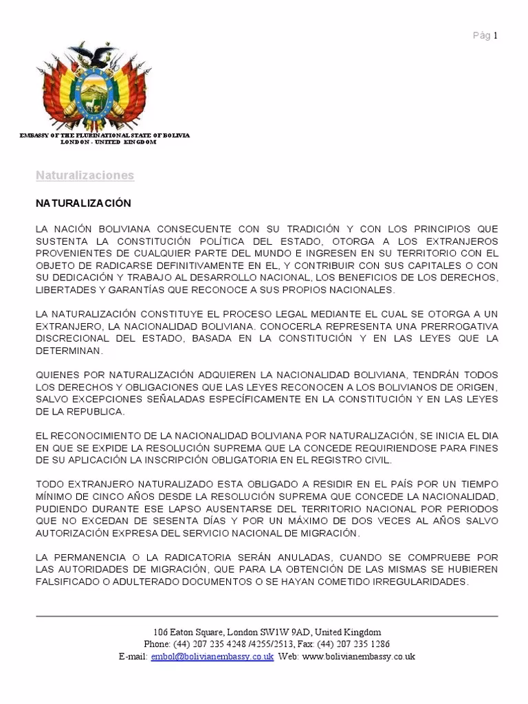 ¿Qué se necesita para nacionalizarse en Bolivia?