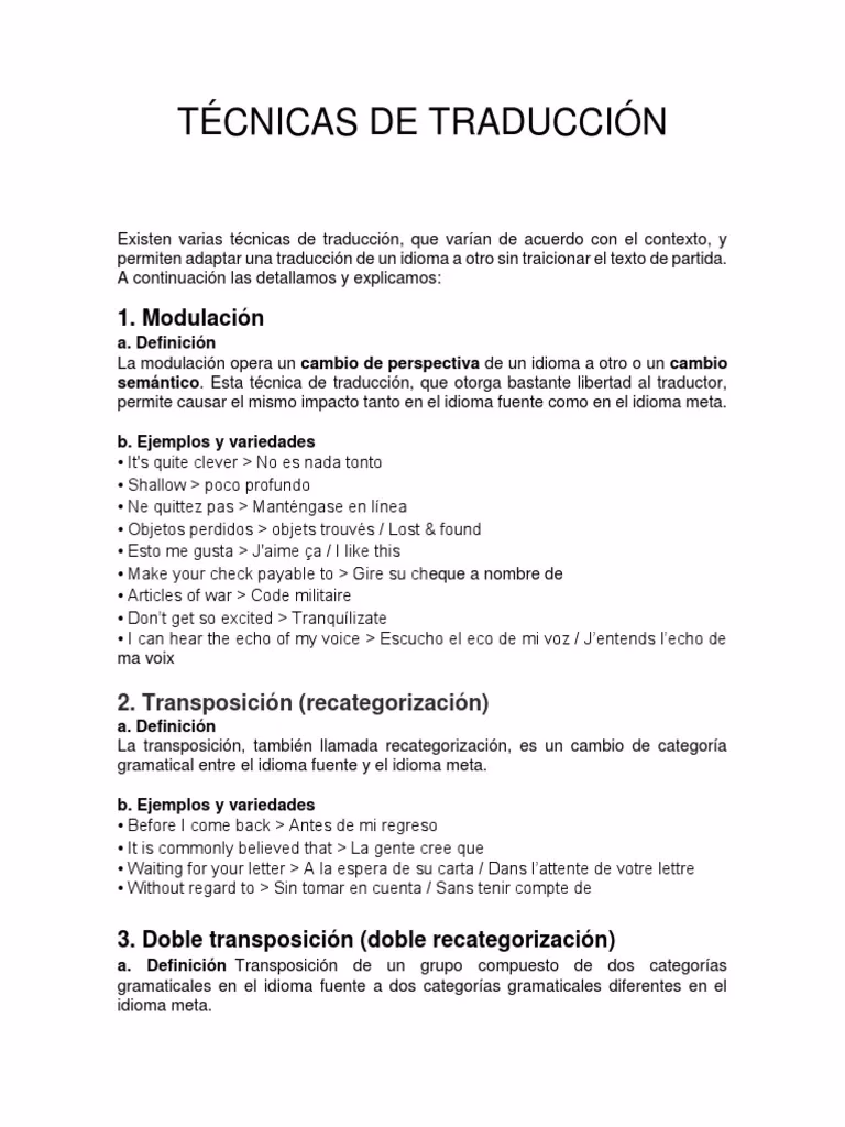¿Cuáles son las técnicas de traducción?