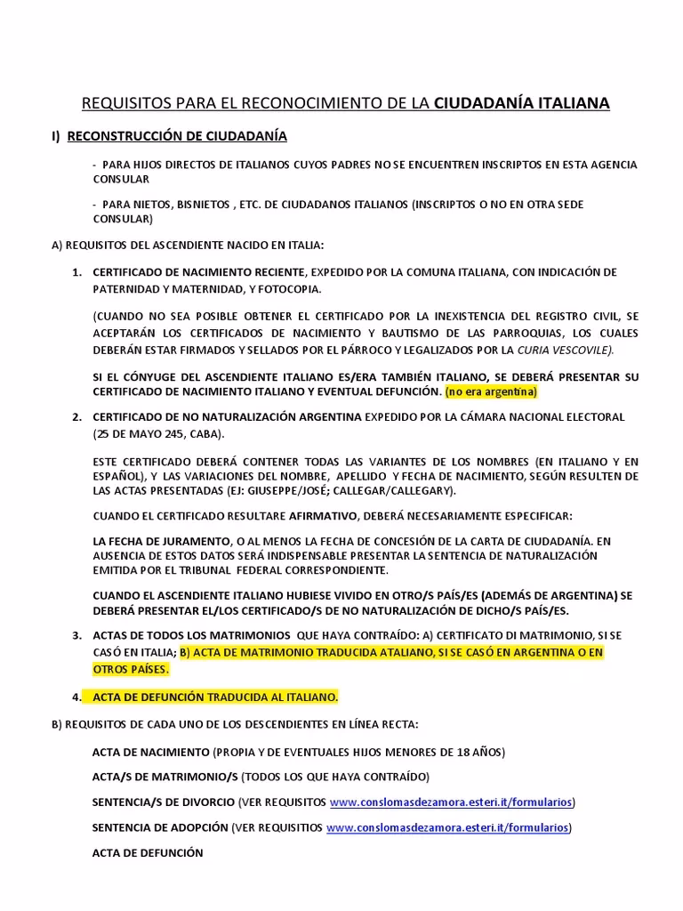 ¿Cuáles son los requisitos para obtener la ciudadanía italiana por Iure Sanguinis?